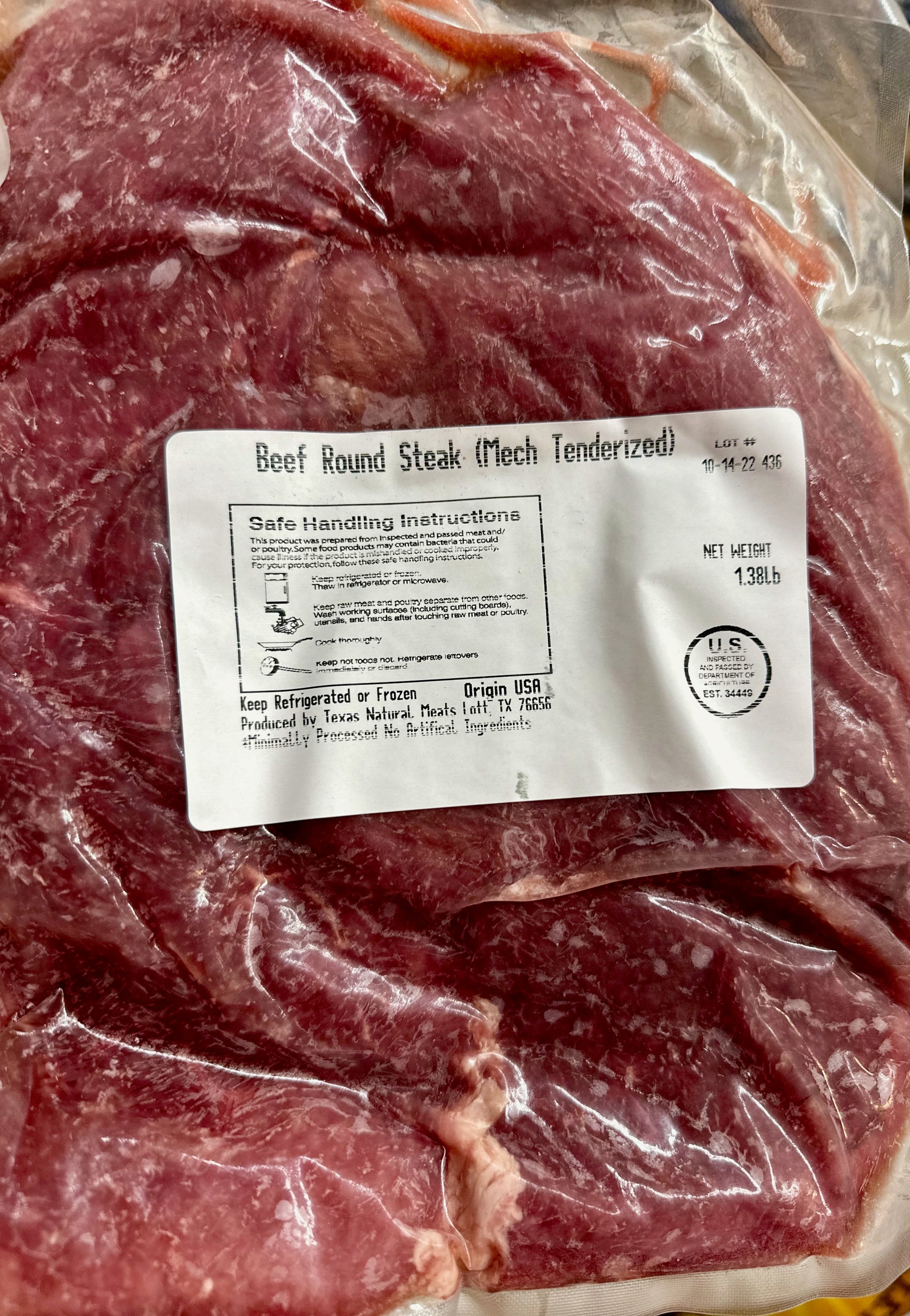 Grass-Fed Beef Round Steak.